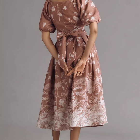 NWT EN SAISON Anthropologie monet puff sleeve square neck midi dress 1X - Picture 6 of 8